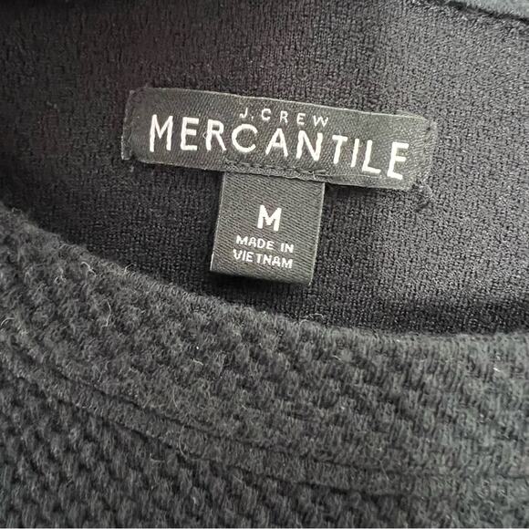 J. Crew Mercantile Crew Neck Side Button Short Sleeve Sheath Black Dress Size M - Picture 3 of 5
